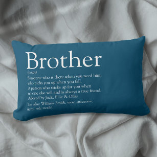 Fun Modern Blue Cool Best Ever Brother Definition Lumbar Pillow
