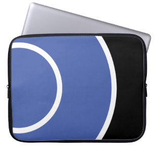 Fun Modern Blue White Black Concentric Art Pattern Laptop Sleeve