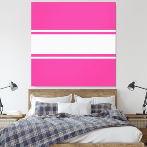 Fun Modern Bright Candy Pink White Racing Stripes Canvas Print