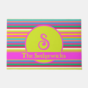Fun Modern Bright Stripes Multicolor Maximalist Doormat