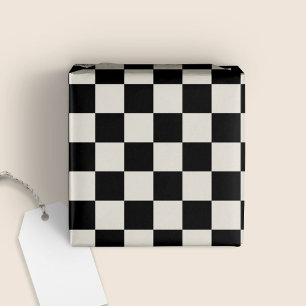 Fun Modern Checkered Black & Cream Wrapping Paper