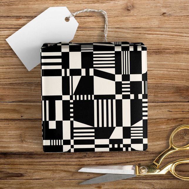 Fun Modern Checkered Black & Cream Wrapping Paper (Creator Uploaded)