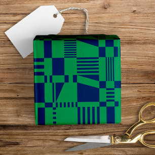Fun Modern Checkered Blue & Green Wrapping Paper