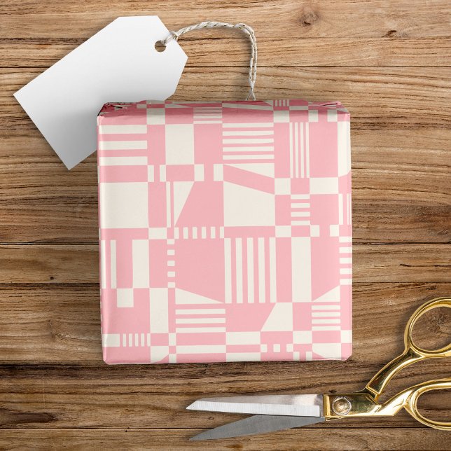 Fun Modern Checkered Pink & White Wrapping Paper (Creator Uploaded)