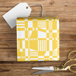 Fun Modern Checkered Yellow & White Wrapping Paper