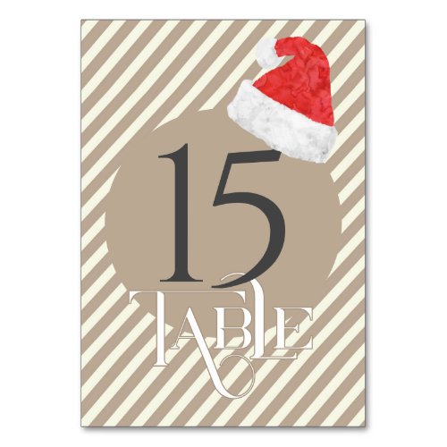 Fun Modern Christmas Wedding with Red Santa Hat Table Number