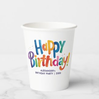 Fun Modern Colorful Birthday Party Rainbow Typo