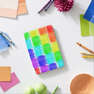 Fun Modern Colorful Crayon Colored Blocks Pattern iPad Mini Cover