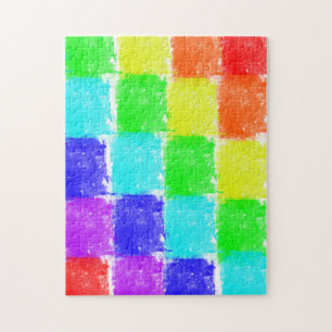 Fun Modern Colorful Crayon Colored Blocks Pattern Jigsaw Puzzle