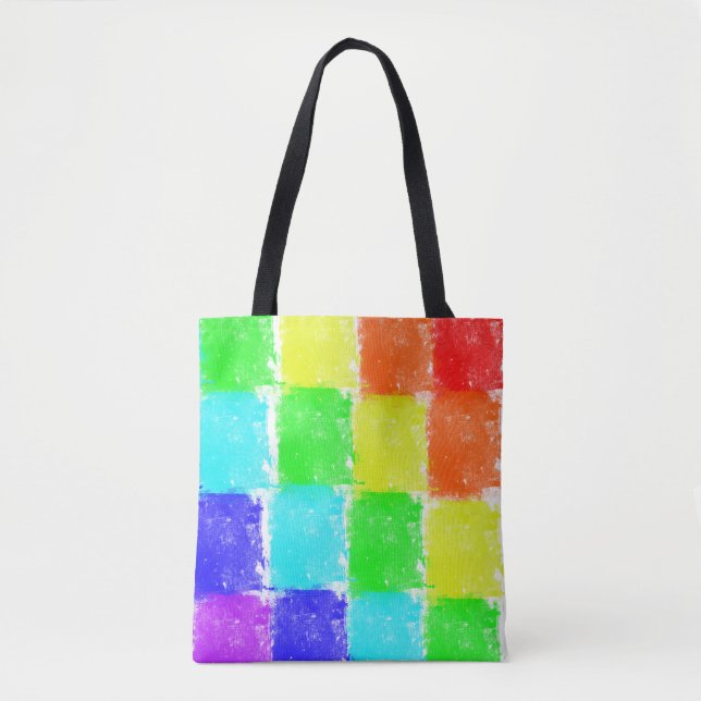 Fun Modern Colorful Crayon Colored Blocks Pattern Tote Bag (Front)