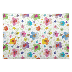 Fun Modern Colorful Flower Pattern Design  Cloth Placemat