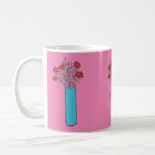Fun Modern Colorful Flower Sketch For Her  Coffee Mug