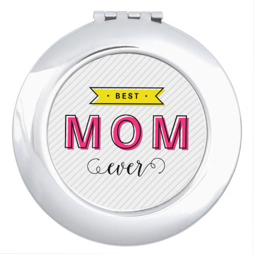 Fun Modern Colorful Pink Yellow Best Mom Ever Vanity Mirror