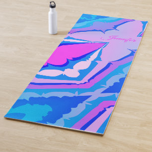 Fun Modern Colorful Purple Blue Tie-Dye Abstract Yoga Mat