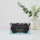 Fun, Modern, Colorful Zebra.  Blue, Pink & Black Business Card (Standing Front)