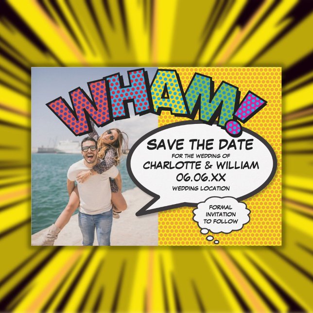 Fun Modern Comic WHAM Photo Save The Date (Fun Modern Comic WHAM Photo Save The Date)