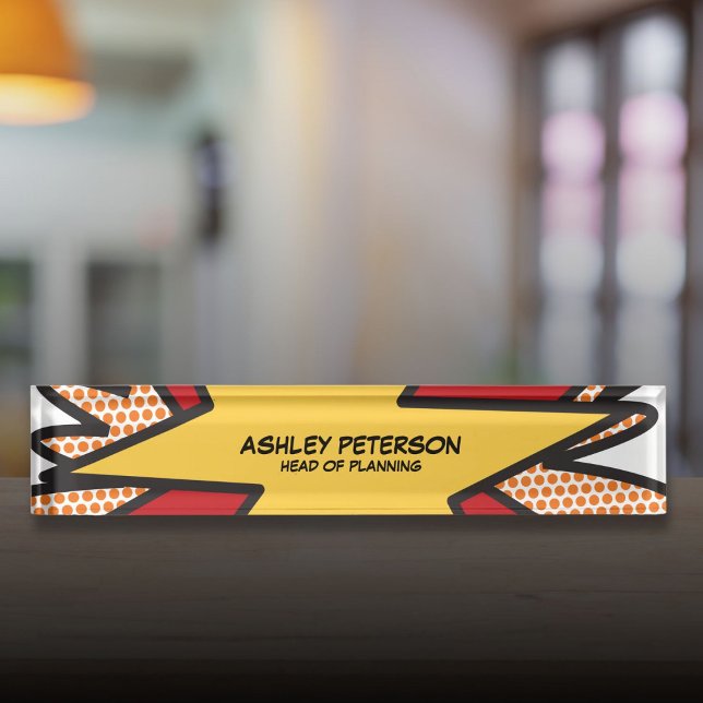Fun Modern Cool Comic Book Personalized Desk Name Plate (Fun Modern Cool Comic Book Personalized Desk Name Plate)