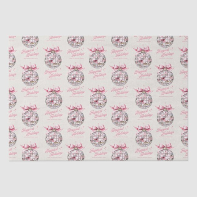 Fun Modern Disco Ball Ornament Happiest Holidays Tissue Paper (Front)