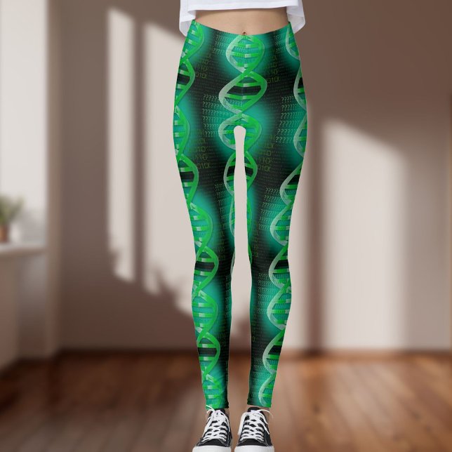 Fun Modern DNA Pattern Green Medical Science Leggings (Fun Modern DNA Pattern Green Medical Science Leggings)