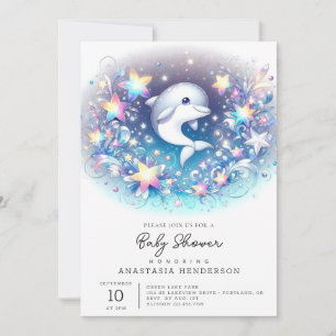 Fun Modern Dolphin Baby Shower Invitation
