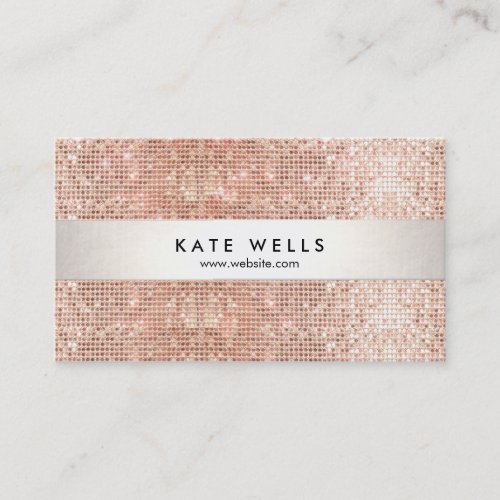 Fun Modern Faux Rose Gold Sequin Business Card