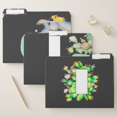 Fun Modern File Folders  Cactus  Llama