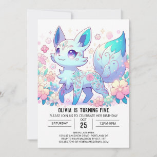 Fun Modern Fox Digital Birthday Invitation