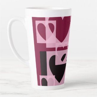 Fun Modern Geometric Soft Pink, Wine Red Heart Art