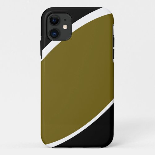 Fun Modern Golden Olive White Curves On Black  iPhone 11 Case