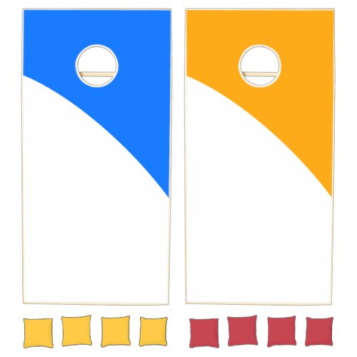 Fun Modern Golden Yellow Bright Blue White Curves Cornhole Set