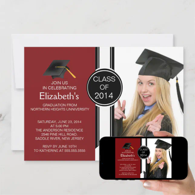 Fun Modern Graduate Photo Graduation Party Invitation | Zazzle