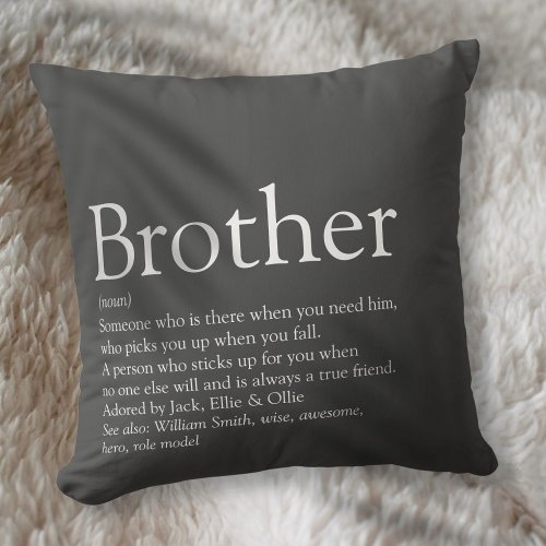 Fun Modern Gray Cool Best Brother Ever Definition  Throw Pillow