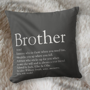 Fun Modern Grey Cool Best Brother Ever Definition  Throw Pillow