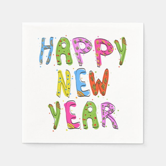 Fun Modern Happy New Year | Holidays Napkins (Front)
