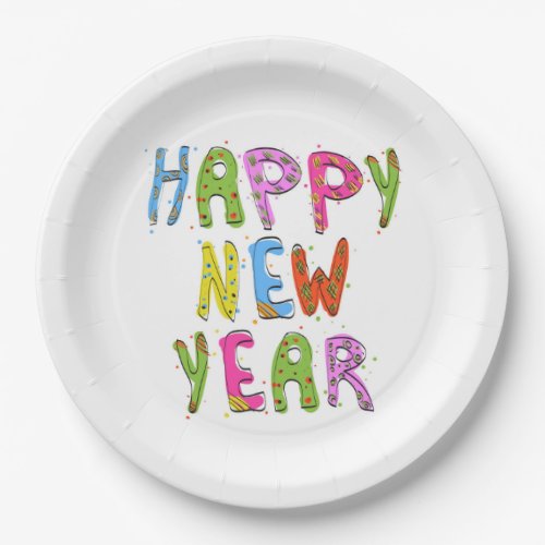 Fun Modern Happy New Year  Holidays Paper Plates