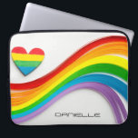 Fun Modern LGBT Pride Rainbow Personalized Name Laptop Sleeve<br><div class="desc">This modern design features a colorful rainbow heart and wave of rainbow papers strips. Your personalized name is below. Personalize by editing the text in the text box provided. #lgbt #pride #lesbian #gay #personalized #personalizegifts #lgbtgifts #heart #love #loveislove #equality #transgender #electronics #gift #gifts #laptopsleeves #officesupplies #schoolsupplies #laptopcases #computer</div>