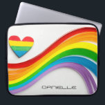 Fun Modern LGBT Pride Rainbow Personalized Name Laptop Sleeve<br><div class="desc">This modern design features a colorful rainbow heart and wave of rainbow papers strips. Your personalized name is below. Personalize by editing the text in the text box provided. #lgbt #pride #lesbian #gay #personalized #personalizegifts #lgbtgifts #heart #love #loveislove #equality #transgender #electronics #gift #gifts #laptopsleeves #officesupplies #schoolsupplies #laptopcases #computer</div>