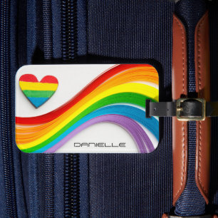 Fun Modern LGBT Pride Rainbow Personalized Name Luggage Tag