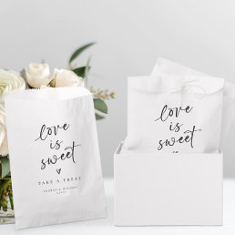 Fun Modern Love is Sweet Handwriting Heart Wedding Favor Bag