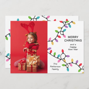 Fun Modern Merry Christmas Festive Lights Photo Holiday Card