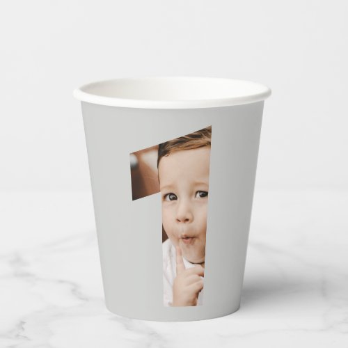 Fun Modern Minimal Photo First Year 1st Birthday  Paper Cups