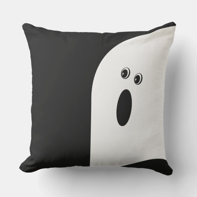Fun Modern Minimalistic Abstract Ghost Halloween T Outdoor Pillow (Front)