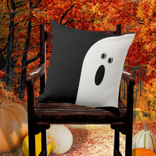 Fun Modern Minimalistic Abstract Ghost Halloween Throw Pillow
