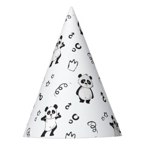 Fun Modern Panda Kids Birthday Party Hat