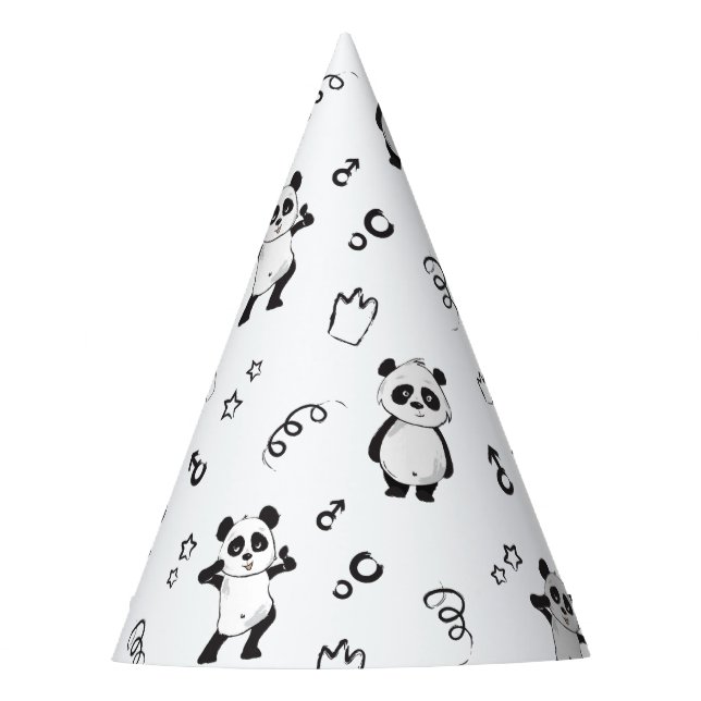 Fun Modern Panda Kids Birthday Party Hat (Front)