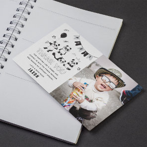 Fun Modern Panda Kids Birthday Thank You Card
