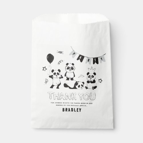 Fun Modern Panda Thank You Kids Birthday  Favor Bag
