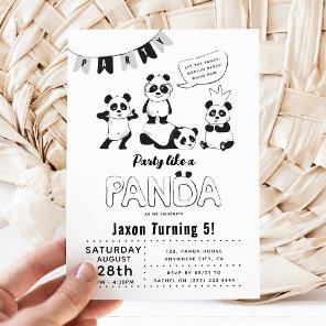 Fun Modern 'Party Like a Panda' Kids Birthday  Invitation