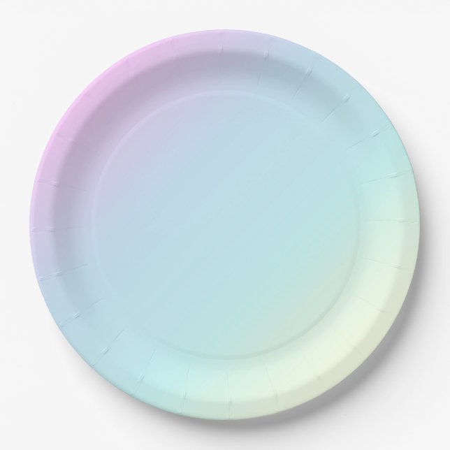 Fun & Modern Pastel Pink,Blue,Green,Yellow Party Paper Plates (Front)