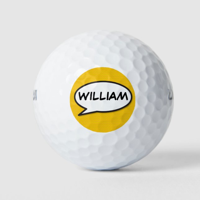 Fun Modern Personalized Comic Book Pop Art  Golf Balls (Front)